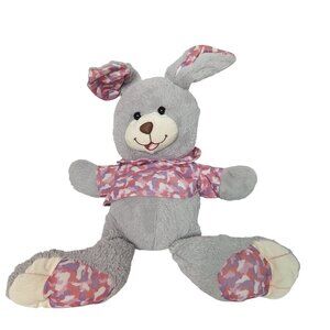 Large Floppy Gray Easter Bunny Rabbit Plush Pink Camo Stuffed Animal Toy 27"